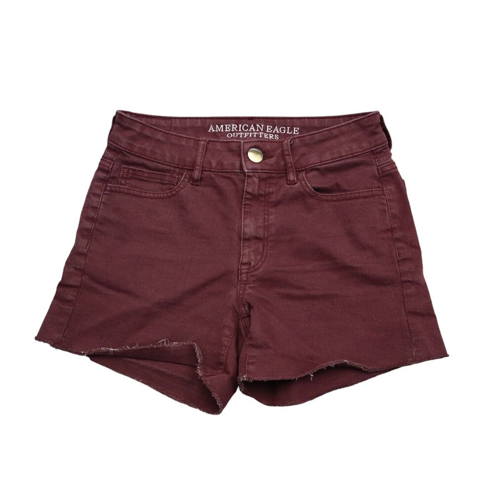 American Eagle Outfitters Shorts Womens 2 Red Super Stretch High Rise Shortie